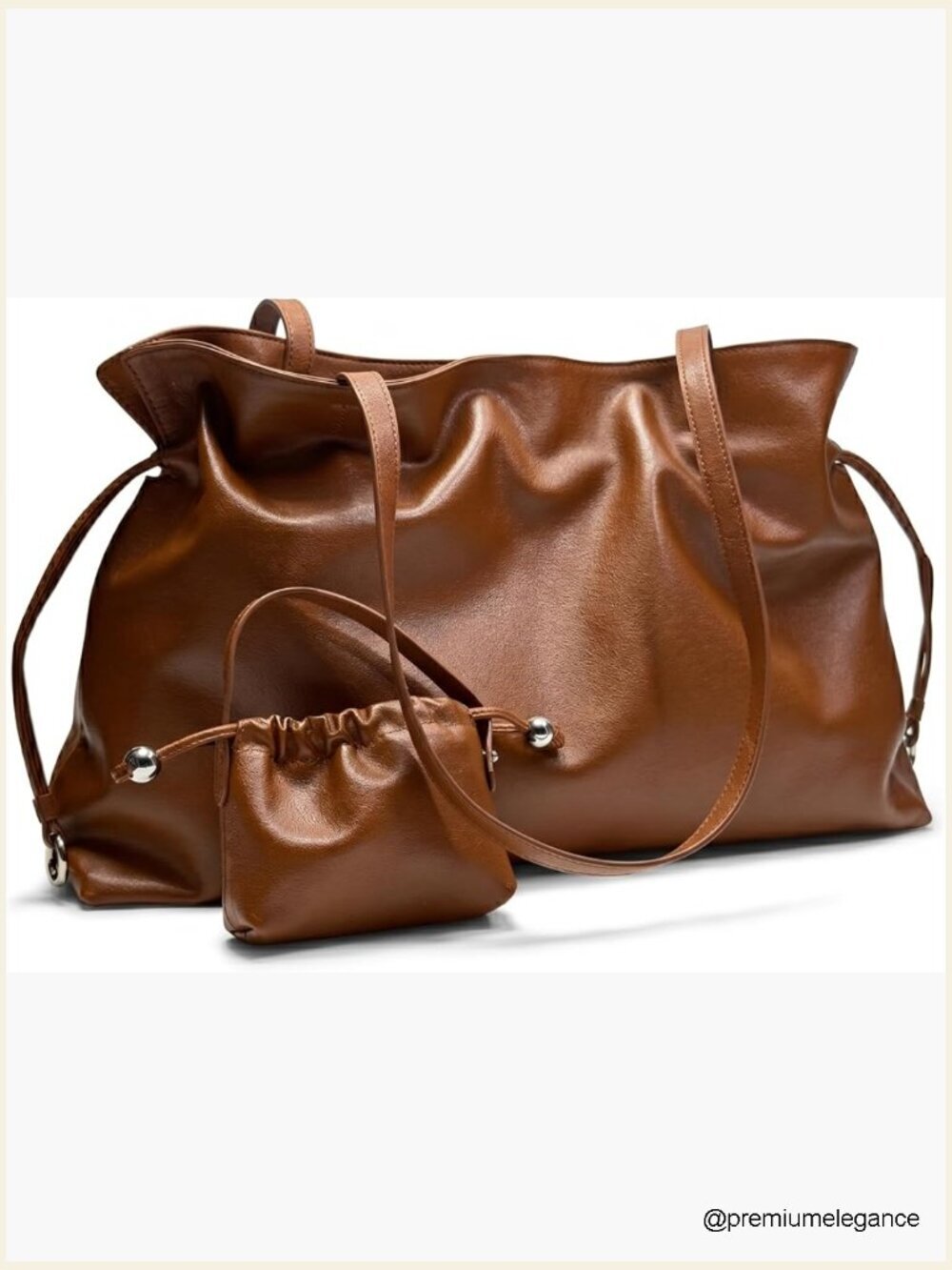 Genuine Top Grain Leather Tote Bag Slouchy Hobo Fits 14" Laptop